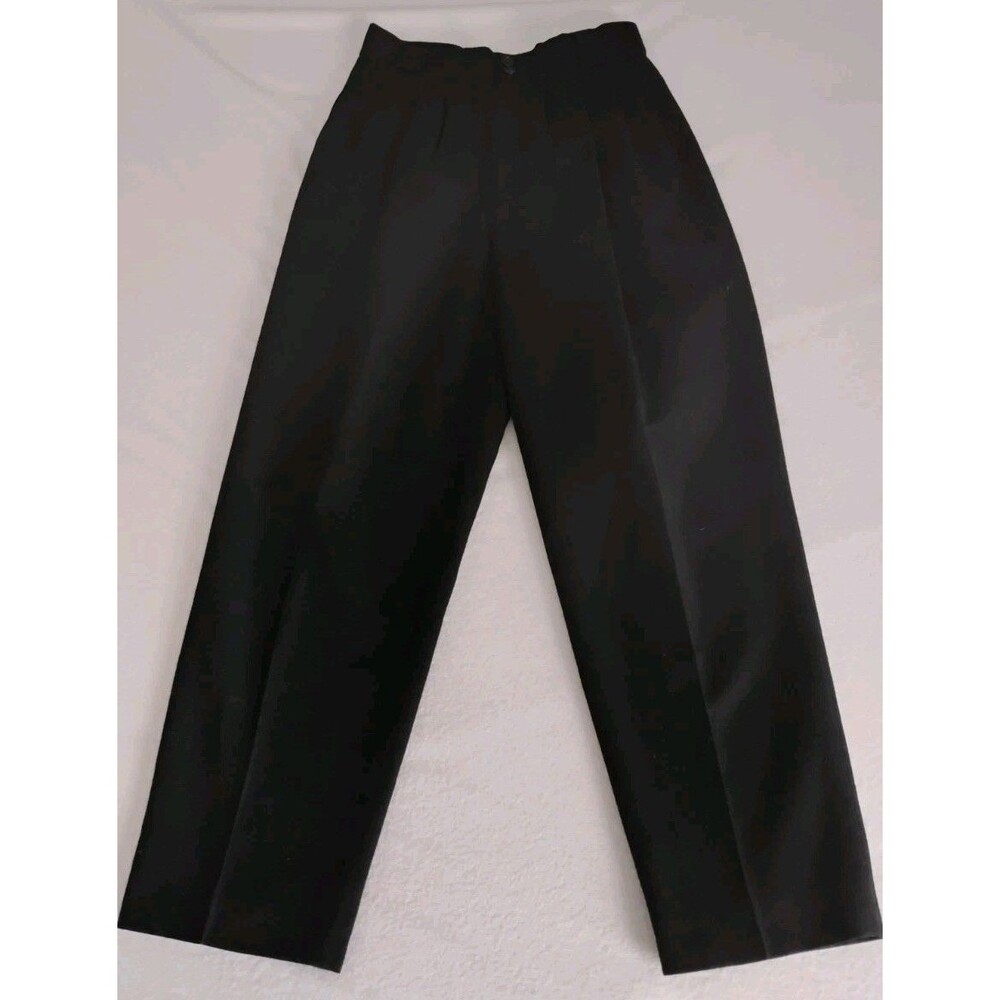 Vtg 80s Giorgio Sant'Angelo Womens Pleated Black Wool Pants 26 Waist x 27.5" L